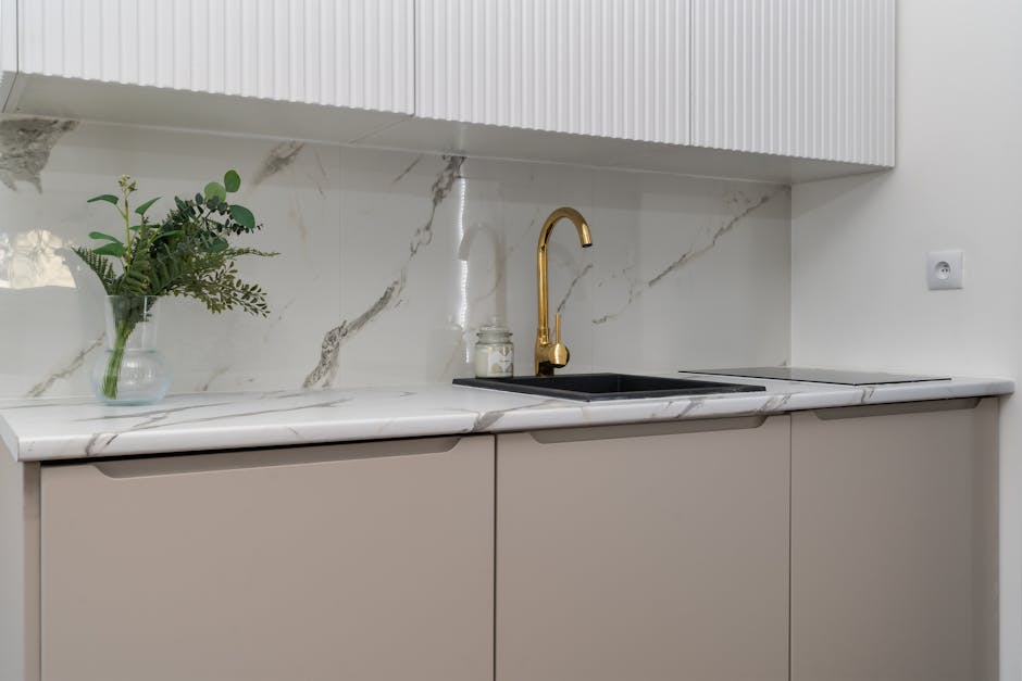 Marble kitchen countertop surface